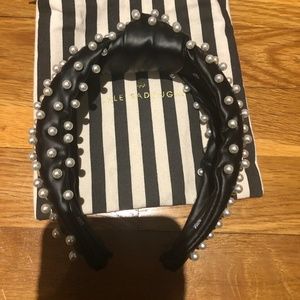 Lele Sadoughi Leather Pearl Headband NWOT